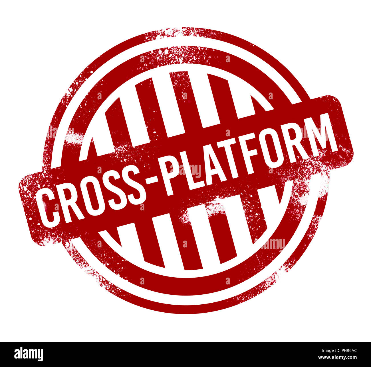 Cross-platform-rot grunge-Taste, Stempel Stockfoto