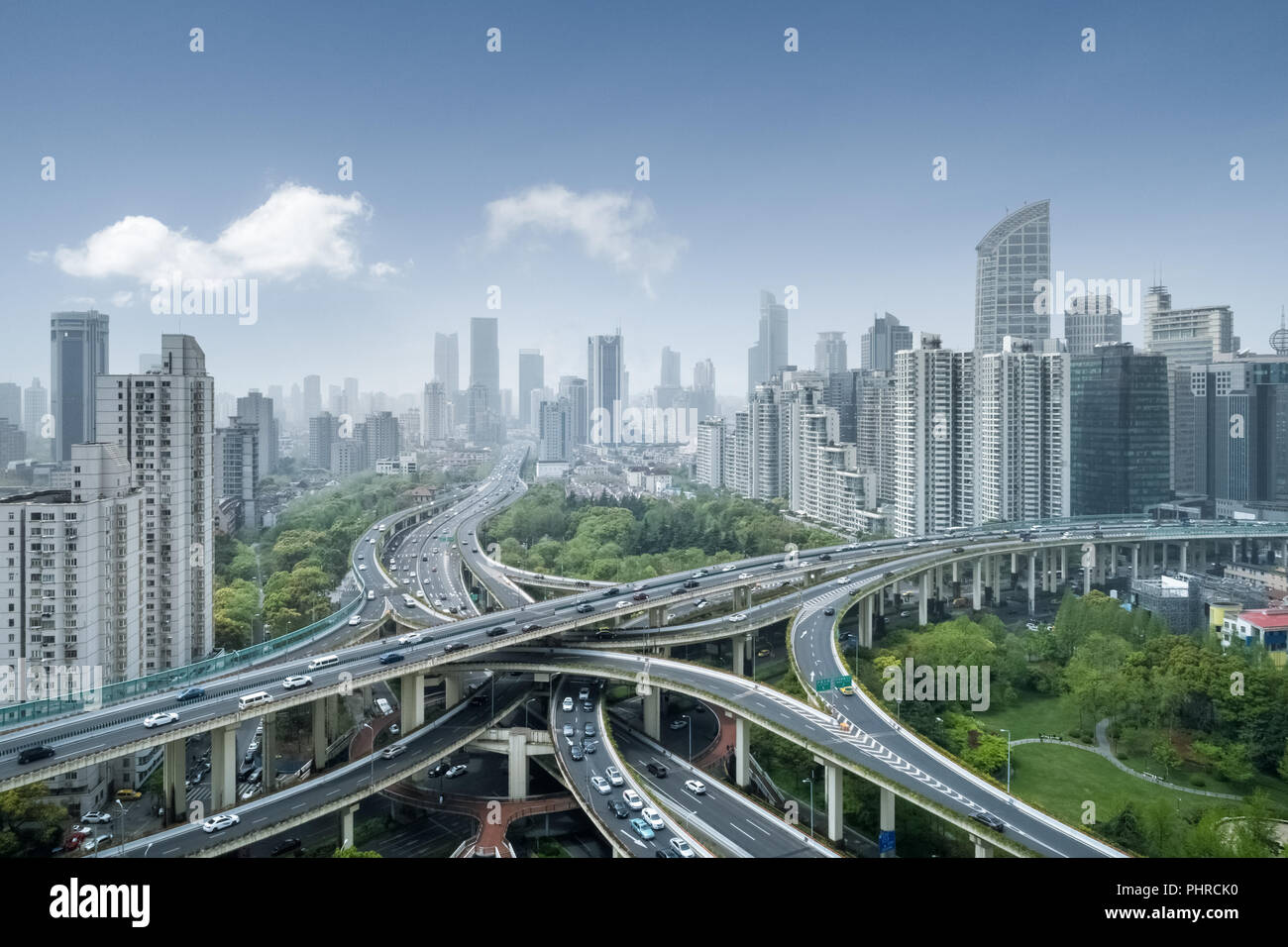 Stadt Interchange in Shanghai. Stockfoto