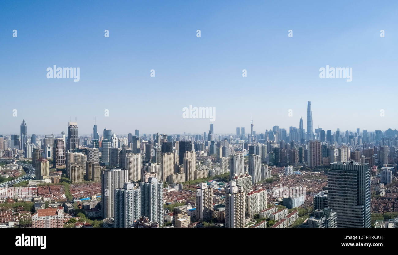 Luftaufnahme von Shanghai Stadtbild Stockfoto