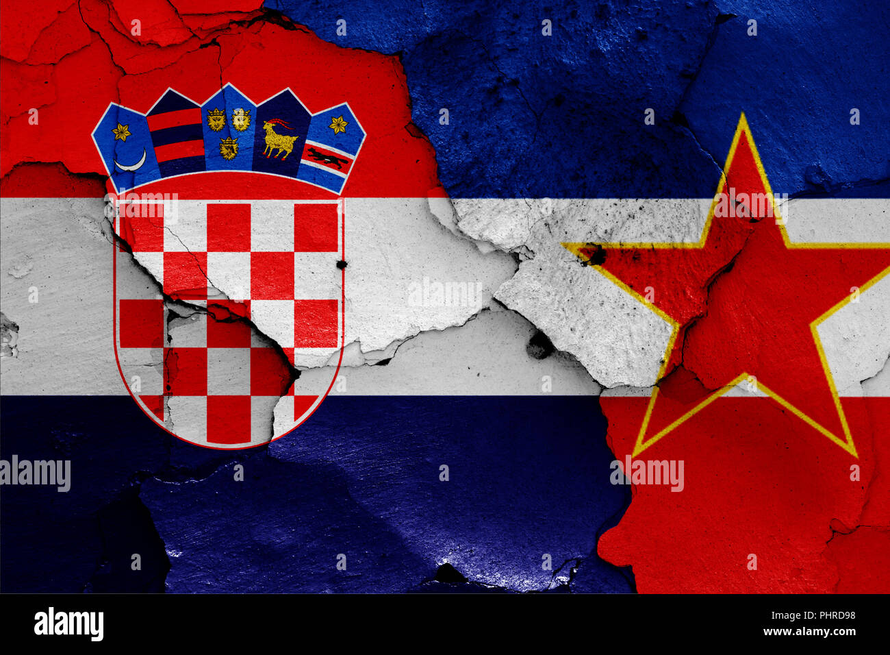 Flagge von Kroatien und Jugoslawien Stockfoto