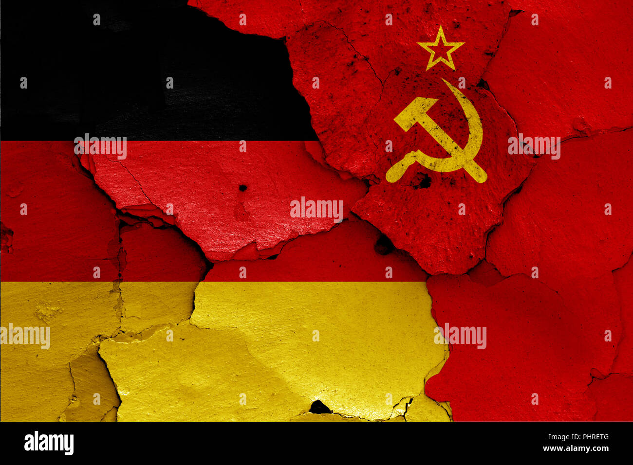 Flaggen von Deutschland und der Sowjetunion Stockfoto