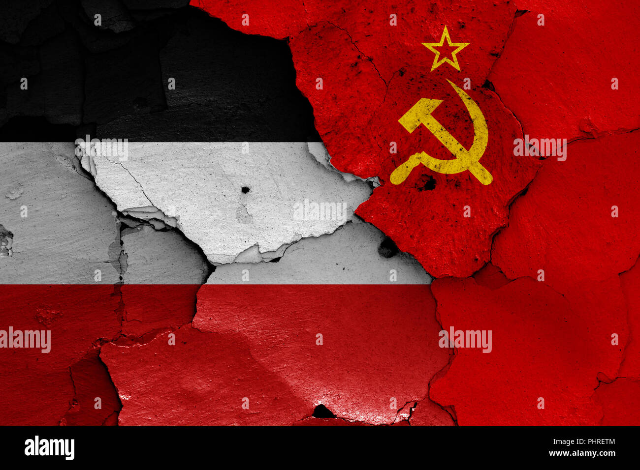 Flaggen des Deutschen Reiches und der Sowjetunion Stockfoto