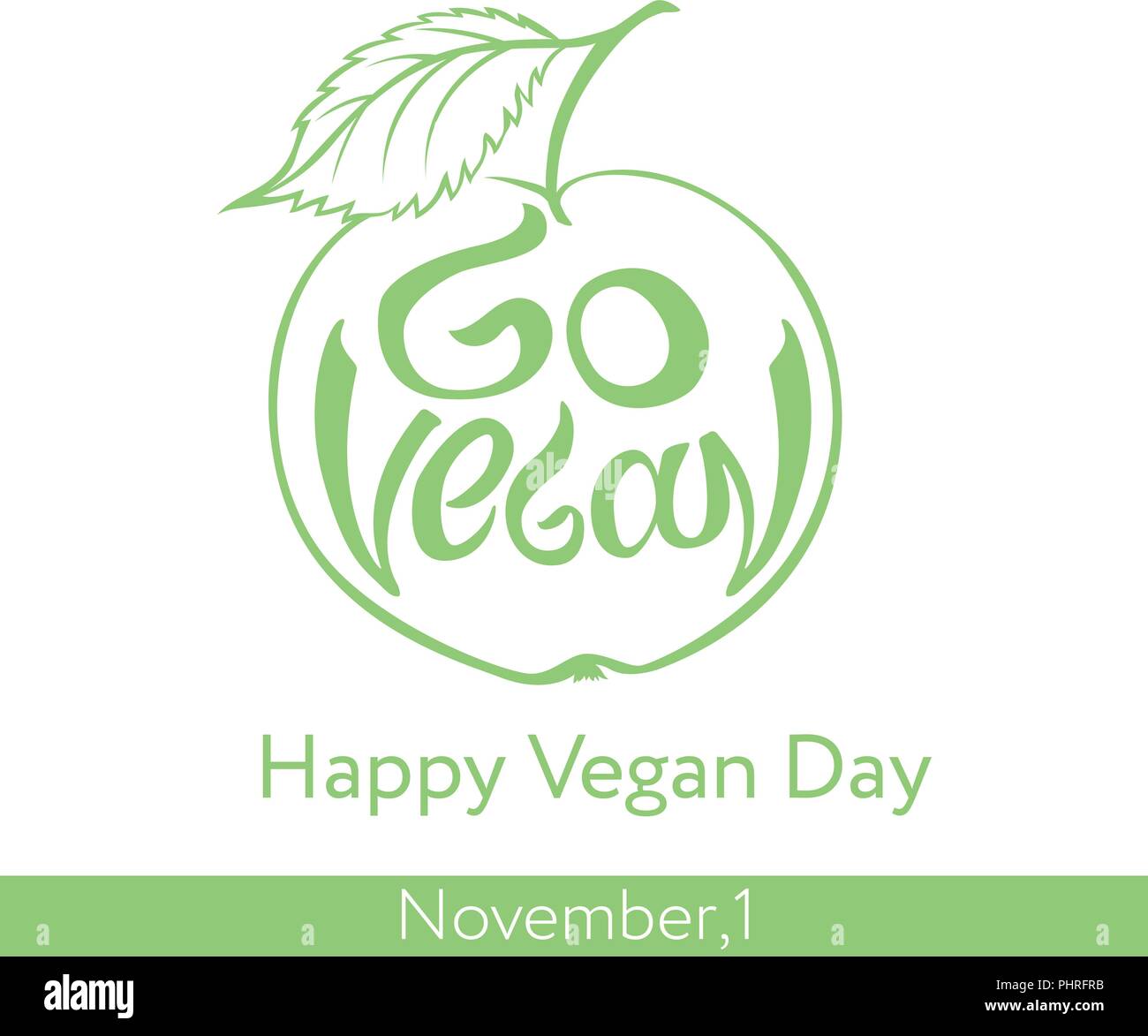 Klicken Sie Vegan Slogan Hand Schrift In Form Von Green Apple Stock Vektorgrafik Alamy