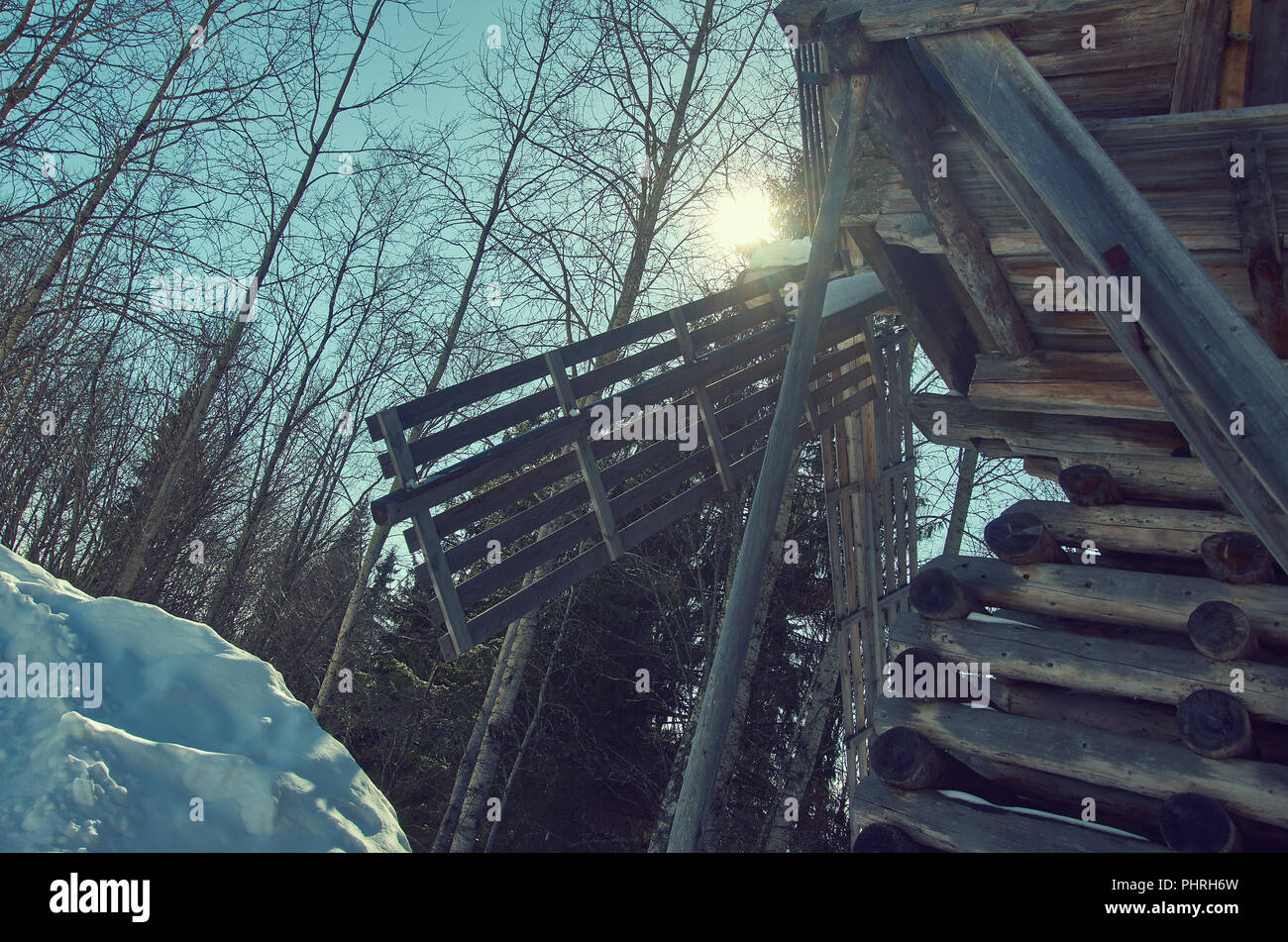 Russische traditionelle Holz- mühle Stockfoto