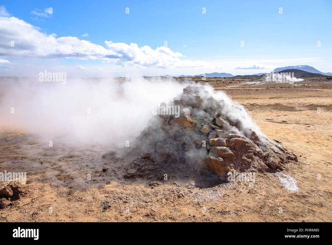 Die dampfschlote am Hverir geothermie Spot im Norden Island Stockfoto
