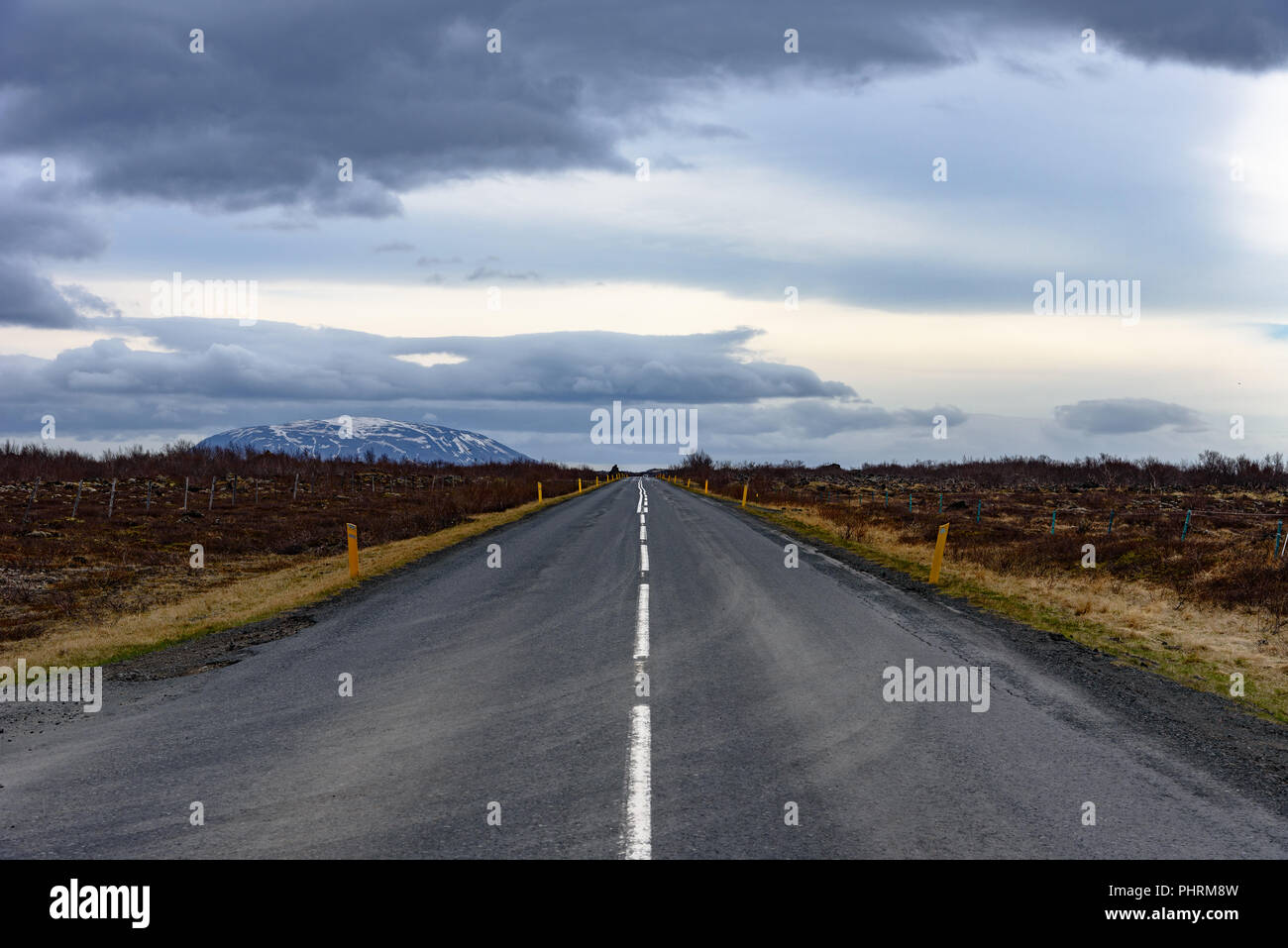 Die offene Straße auf Myvatnsvegur im Norden Island Stockfoto