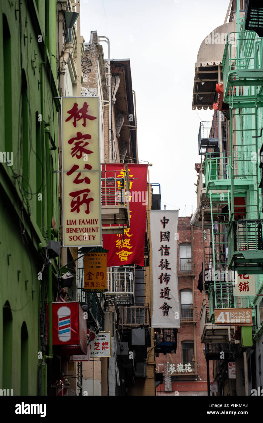 Ross Alley in Chinatown in San Francisco, Kalifornien, USA Stockfoto