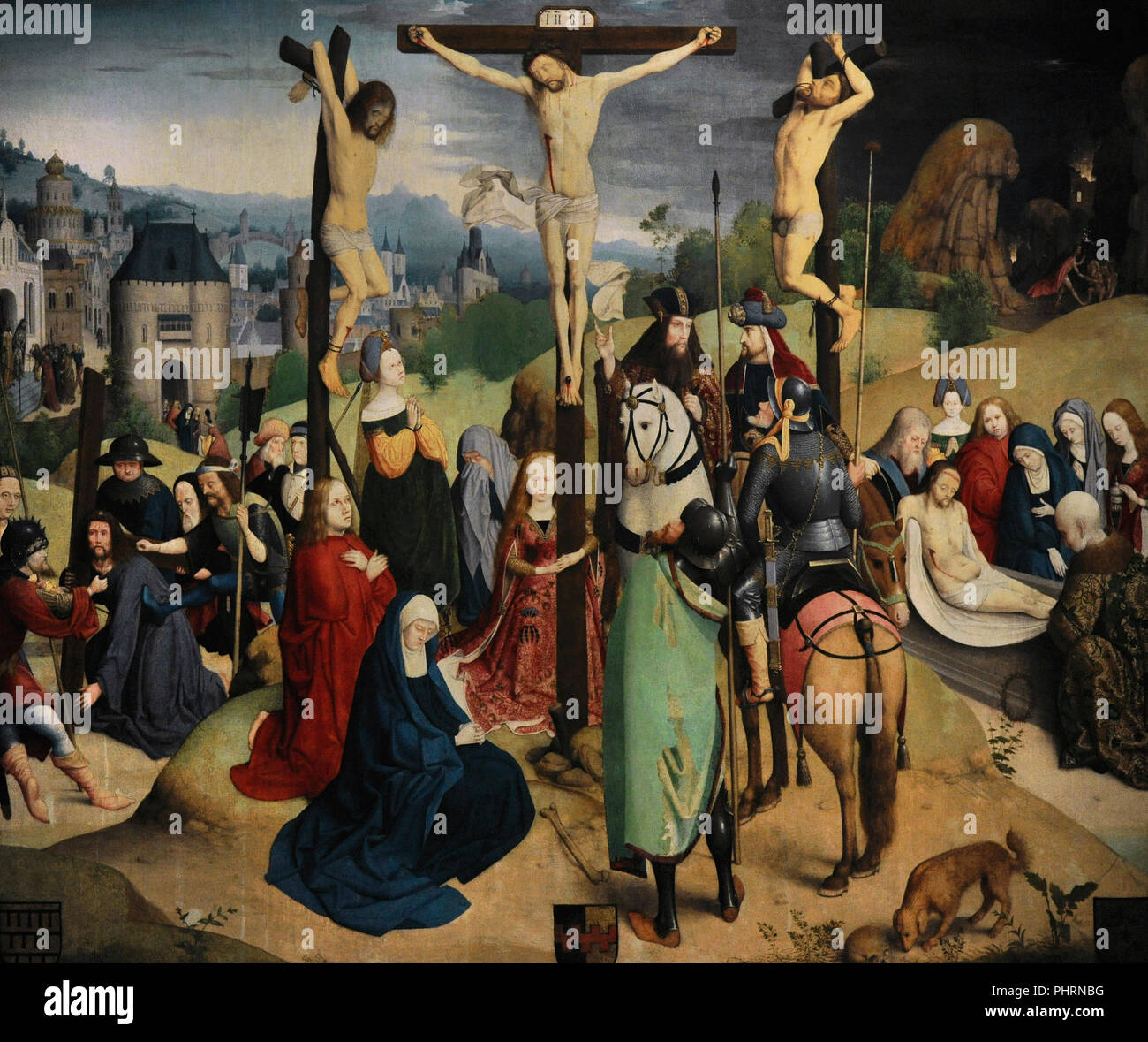 Meister der Legende der Heiligen Ursula und Workshop (aktiv in Köln, ca. 1480/1490 - ca. 1510/1515). Kreuzigung Christi (Kalvarienberg), ca. 1480. Wallraf-Richartz-Museum. Köln. Deutschland. Stockfoto