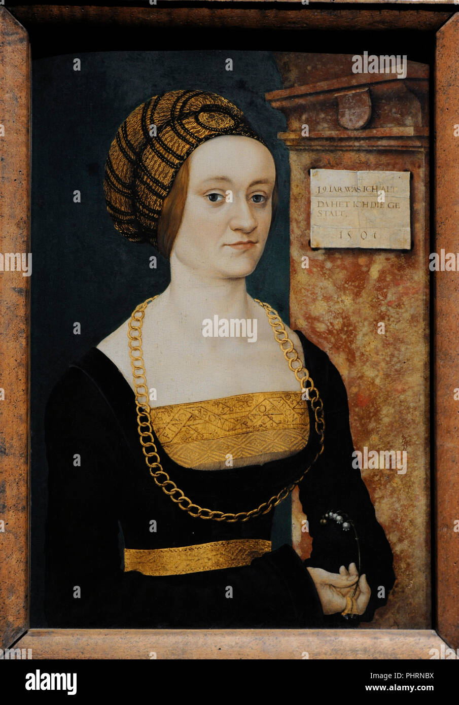 Hans Burgkmair der Ältere (1473-1531). Der deutsche Maler und Grafiker. Portrait von Barbara Schellenberger, 1505-1507. Wallraf-Richartz-Museum. Köln. Deutschland. Stockfoto