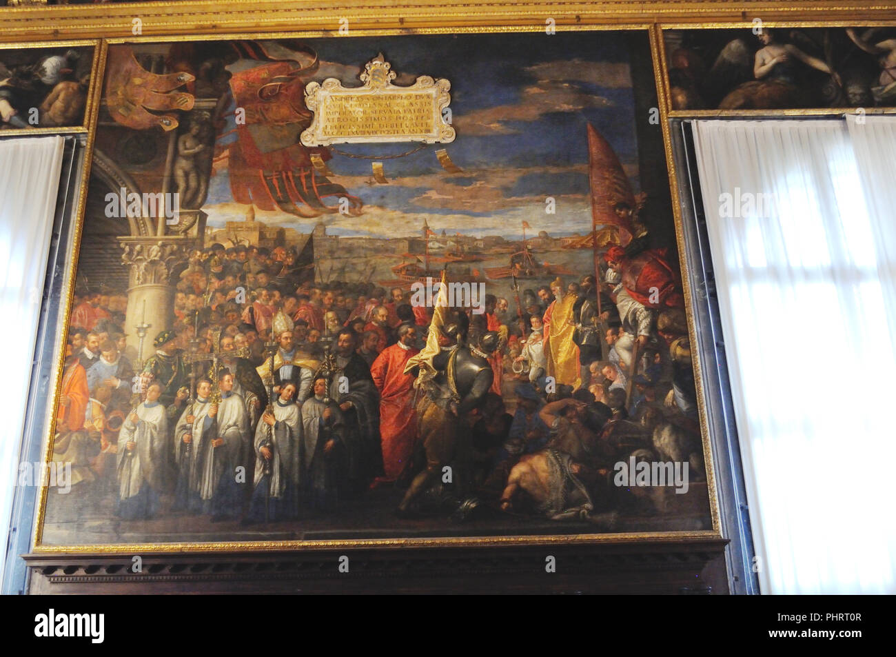 Innerhalb der Dogenpalast, Venedig, zeigt ein Gemälde von Andreas Contarini, der 60 Doge Stockfoto