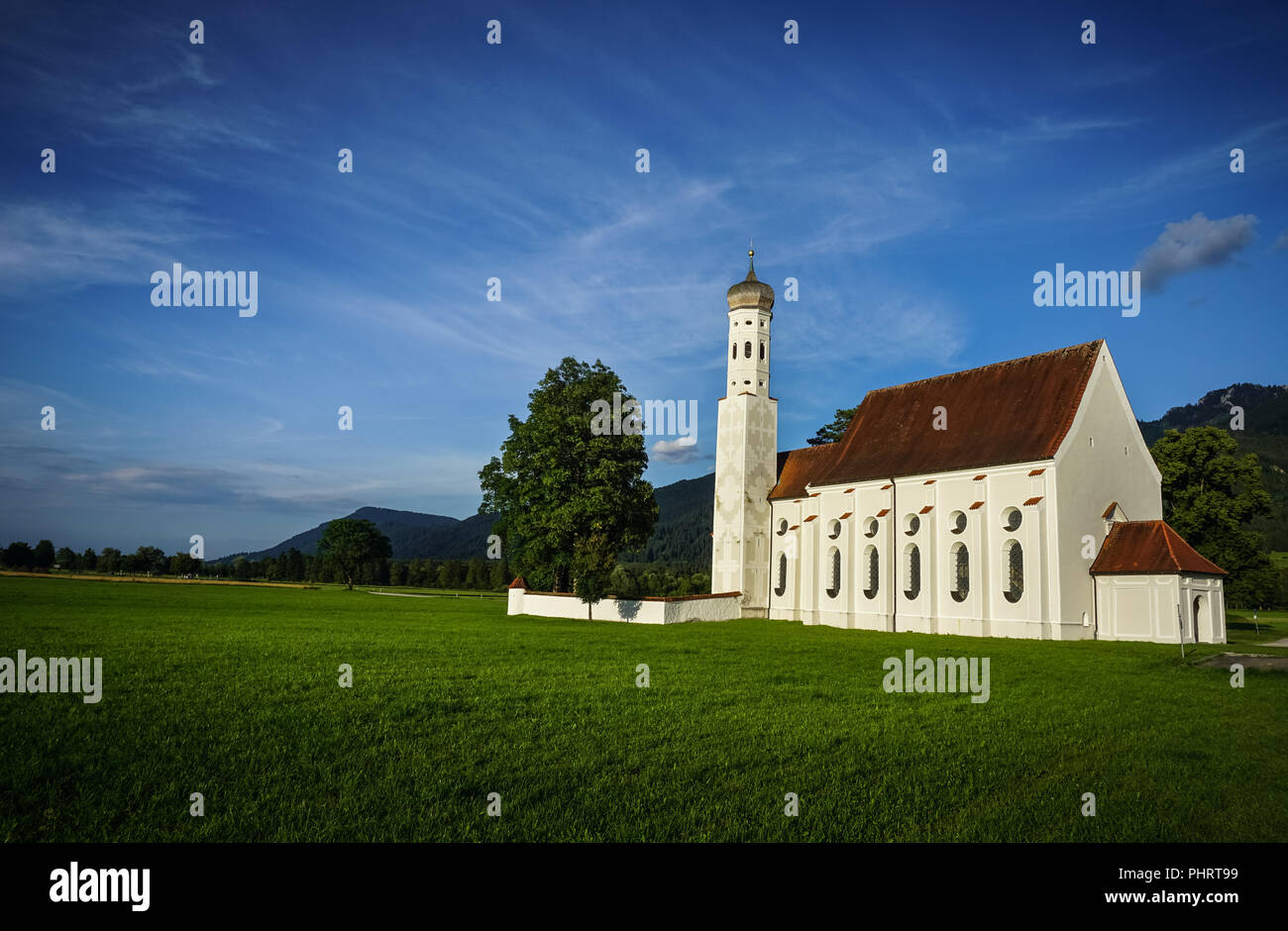 St. Coloman Kirche in Schwangau (Allgäu, Bayern, Deutschland) Stockfoto