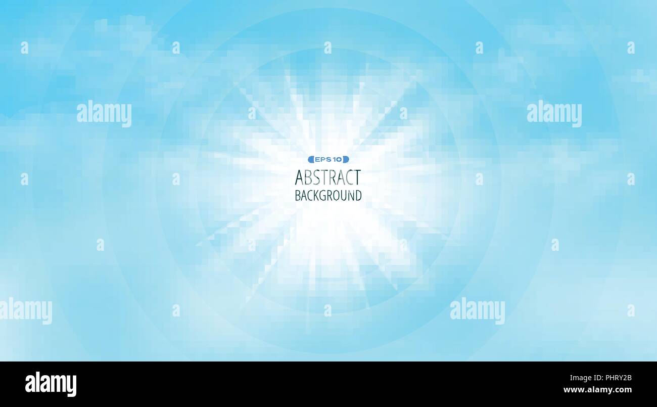 Raum der Sun burst Für texting Hintergrund. Präsentieren mit realistischen Wolken am blauen Himmel Panorama. Abbildung: Vector EPS 10. Stock Vektor