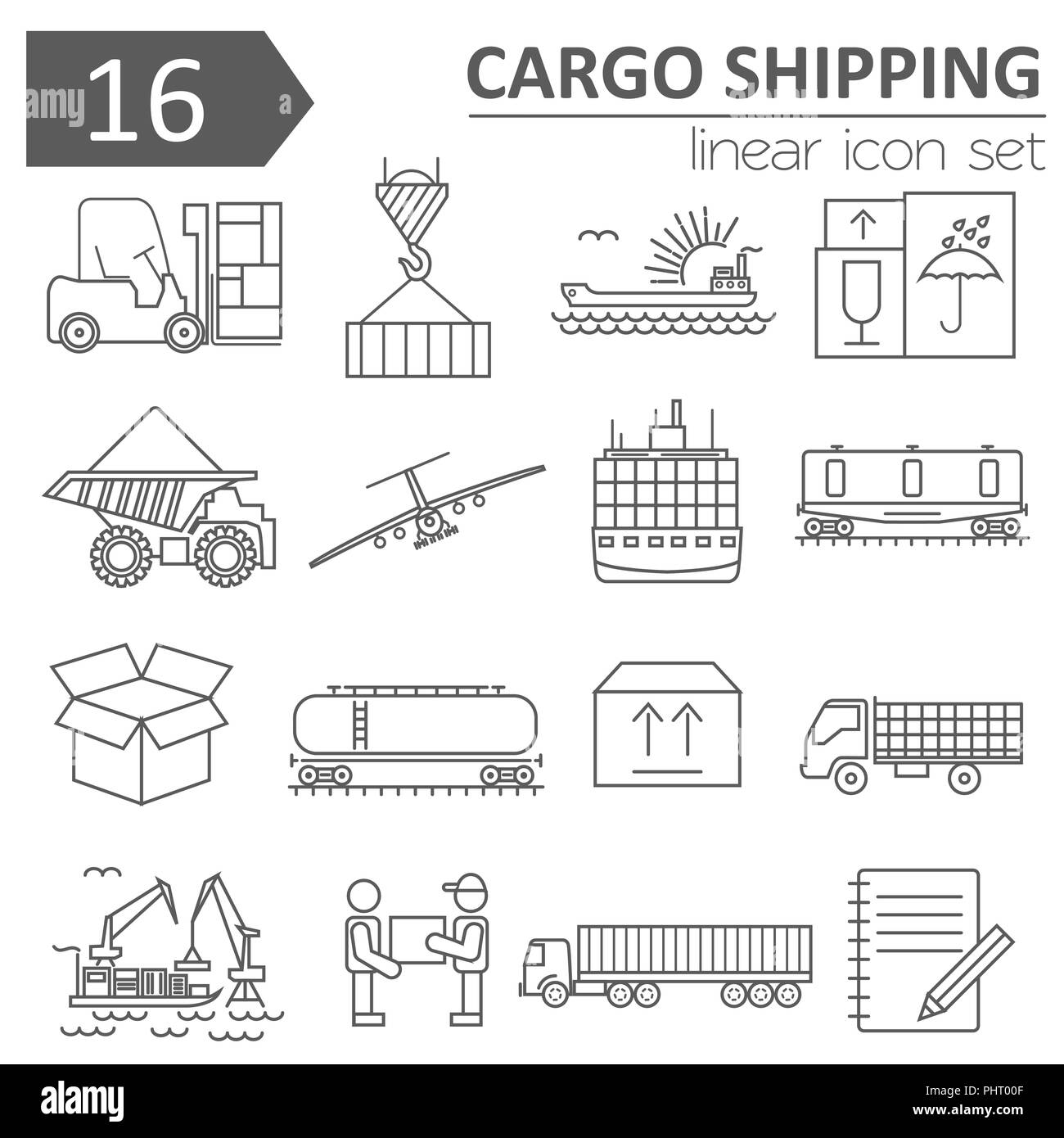 Cargo Versand Lieferzeit Icon Set. Thin Line Design. Vector Illustration Stock Vektor