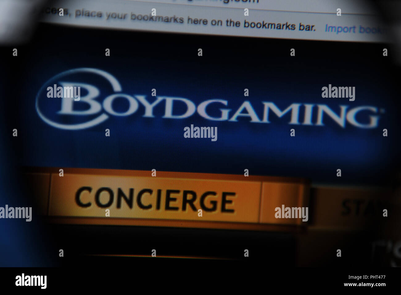Boyd Gaming Website durch ein Vergrößerungsglas gesehen Stockfoto