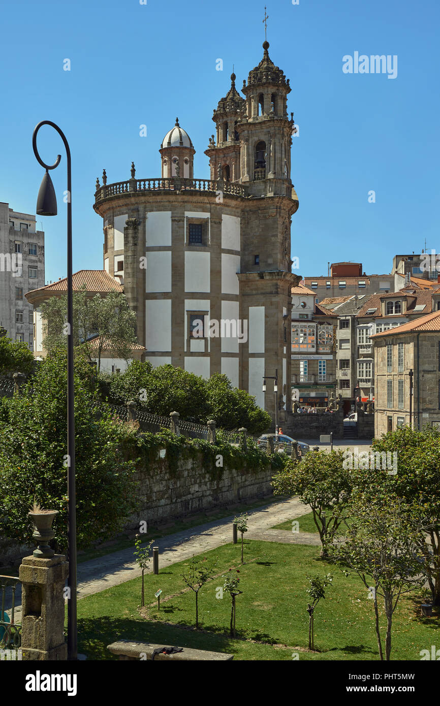 Kapelle der pilgernden Jungfrau des 18. Jahrhunderts, Barock klassizistischen, Anlage von einer Jakobsmuschel, Pontevedra, Galizien, Spanien inspiriert Stockfoto