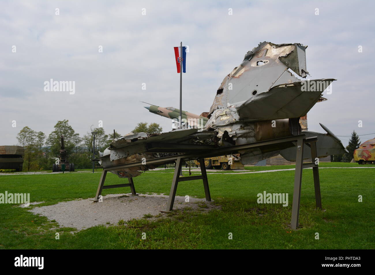 MIG21 Wreckage in open air Military Museum in Turanj, Kroatien Stockfoto