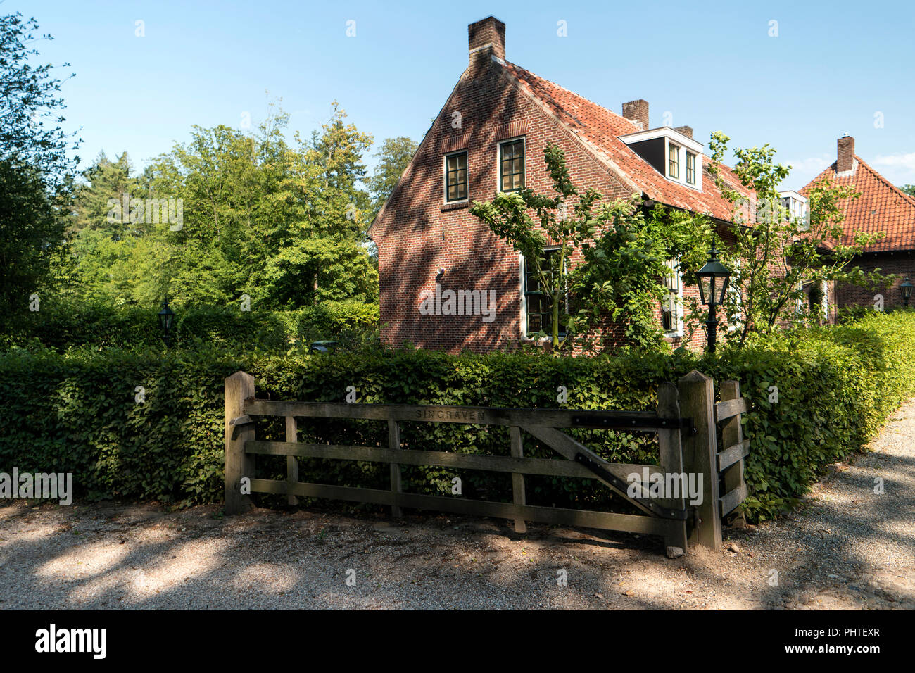 Das Landgut Singraven, Niederlande - 31. Juli 2018: Die singraven Immobilien ist einzigartig entlang der Dinkel in der Nähe des Dorfes Denekamp entfernt. Auf dem Estat Stockfoto