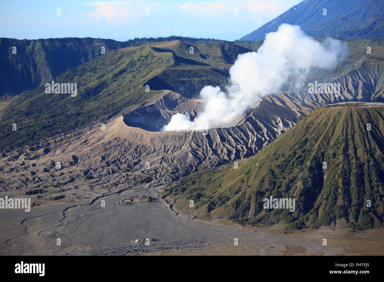 Mount Bromo Tengger, Aktivität, Bromo und Semeru Nationalparks, Ost Java, Indonesien Stockfoto