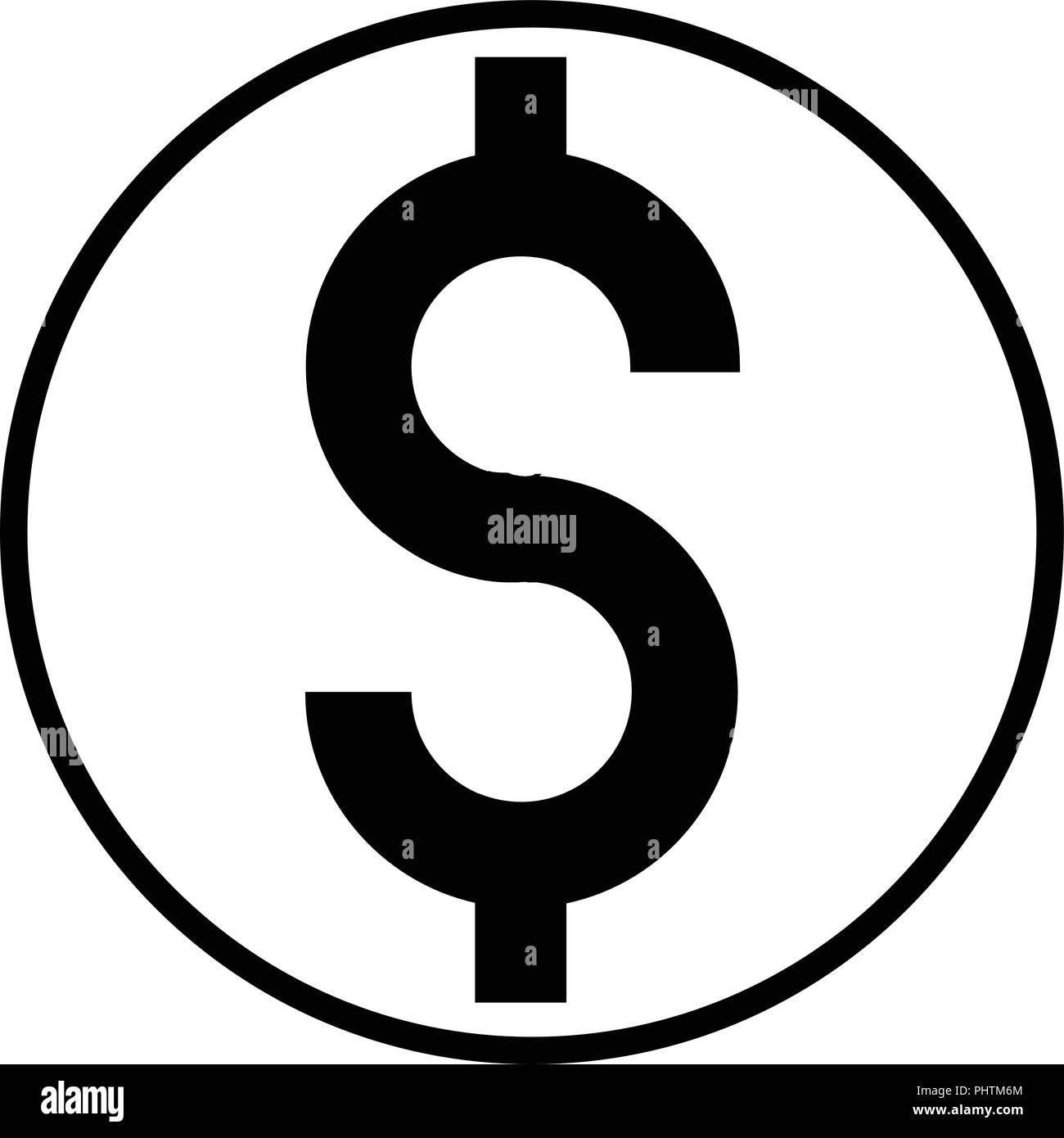 Minimalistischer Dollarzeichen in Schwarz und Weiß. Einfach anzupassen. Stock Vektor