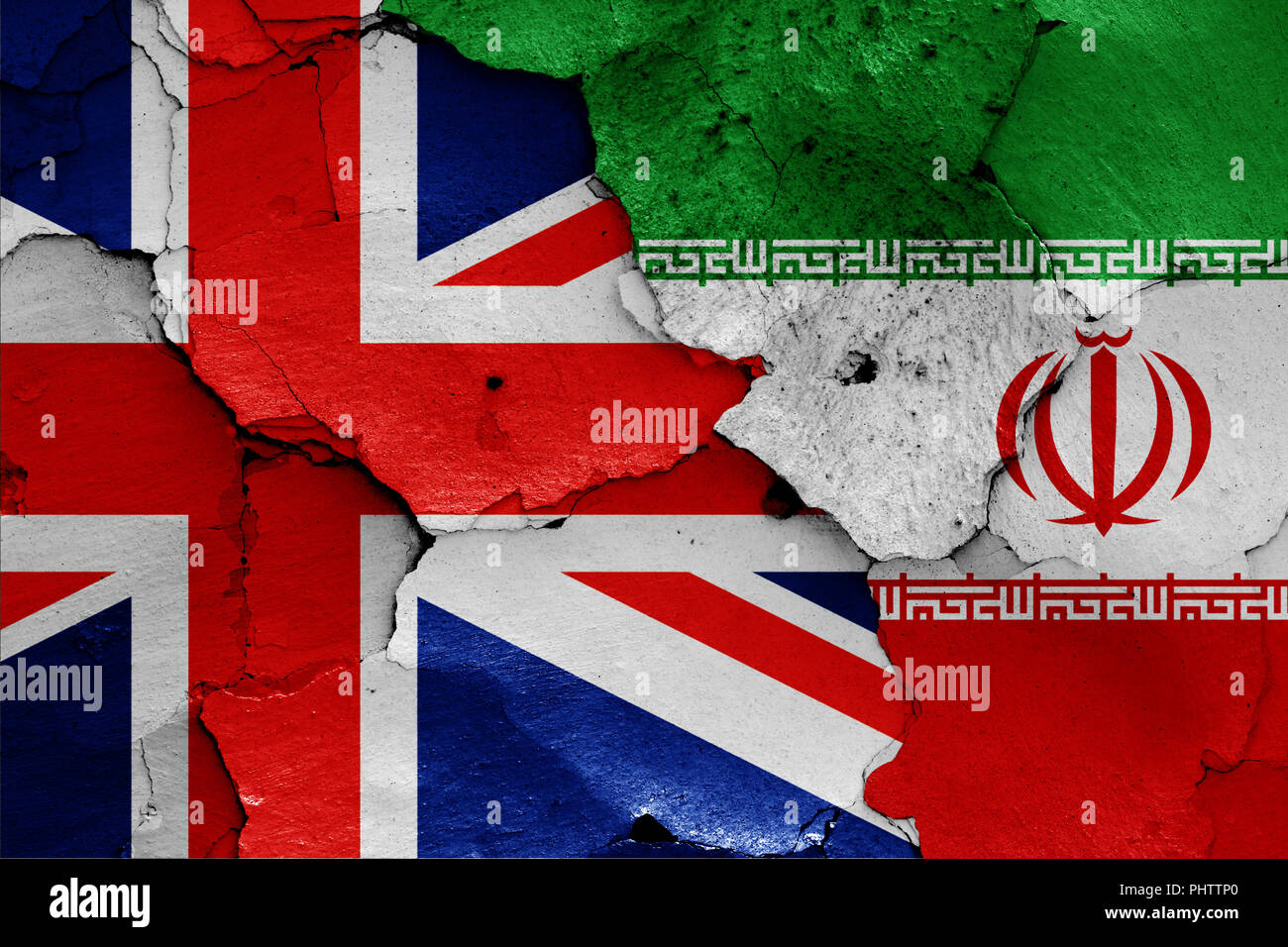 Flagge von Großbritannien und Iran Stockfoto