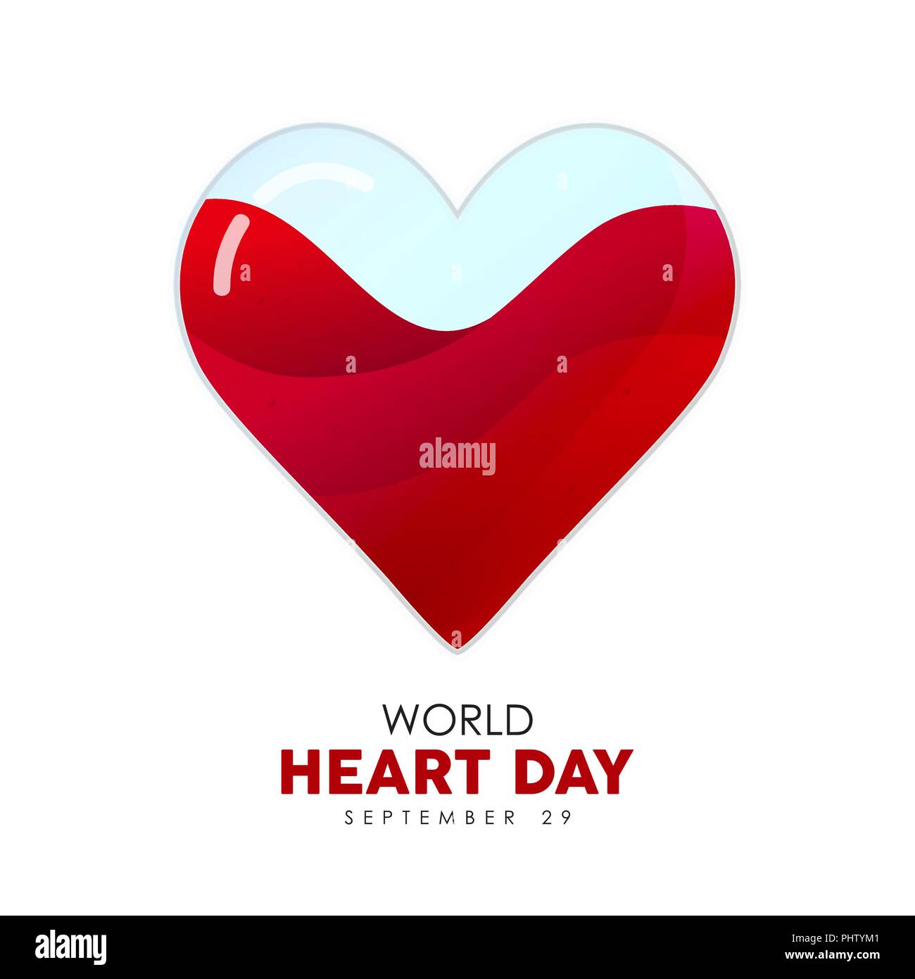 World Heart Day Abbildung: Rot heartshape für Health Care das Bewusstsein und die Unterstützung. EPS 10 Vektor. Stock Vektor