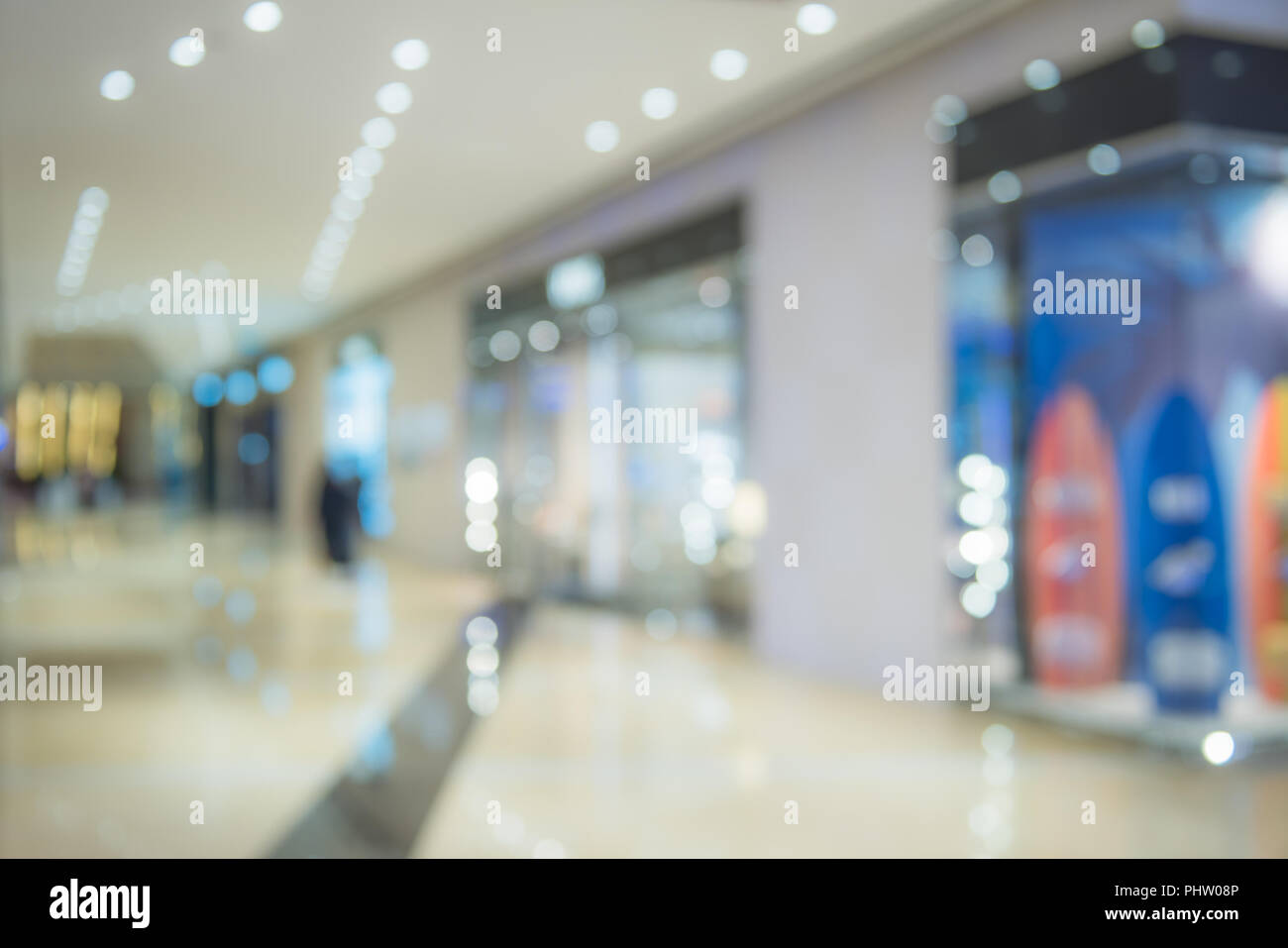 Defokussiertem Hintergrund Bild der Shopping Mall Stockfoto