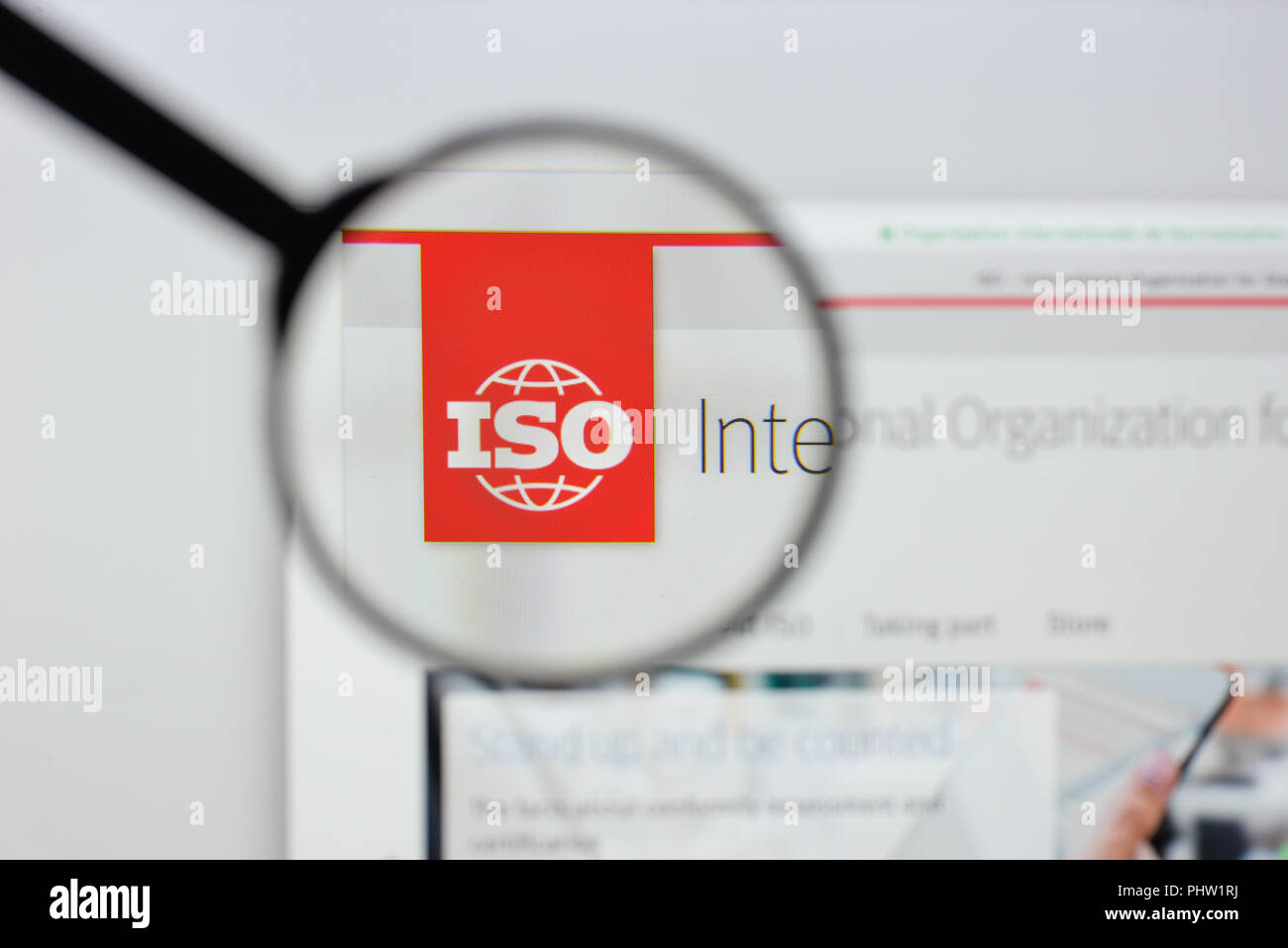 Mailand, Italien - 20 August 2018: ISO - Internationale Organisation für Normung Homepage. ISO - Internationale Organisation für Standardiz Stockfoto