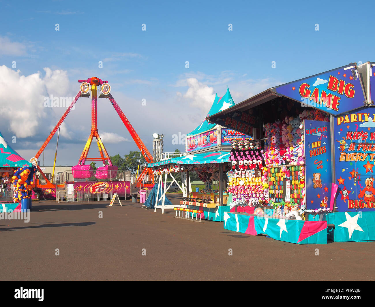 Geddes, New York, USA. August 23, 2018. Landschaft der West End und Teil der Midway der New York State Fair Stockfoto