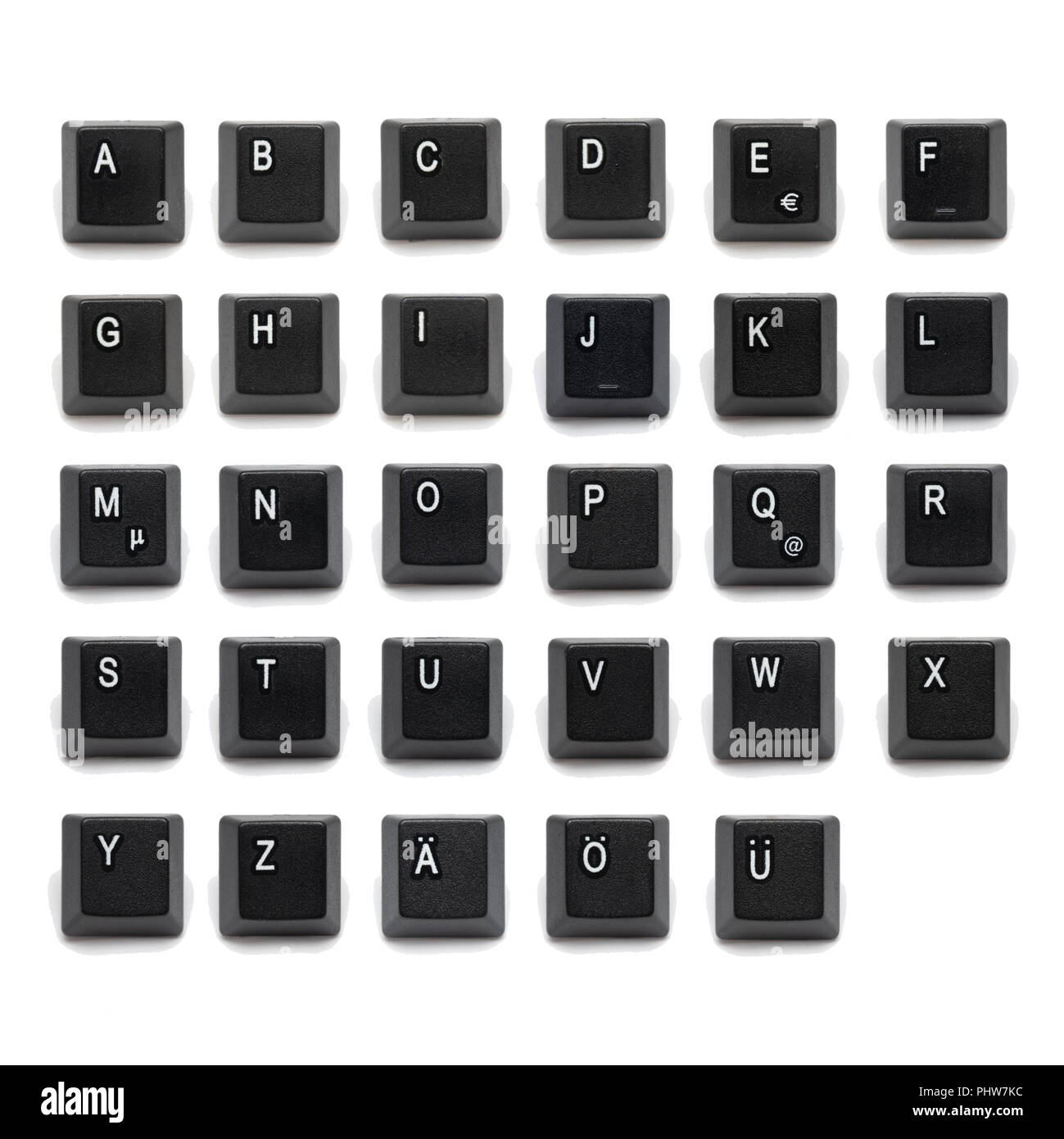 Alphabet schwarzen Tasten von der Tastatur Buchstaben Stockfotografie -  Alamy