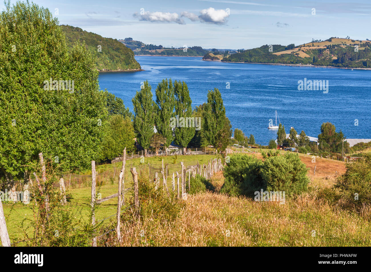 Meer von Chiloé Küste, Quinchao, Chiloe Insel, Los Lagos region, Chile Stockfoto