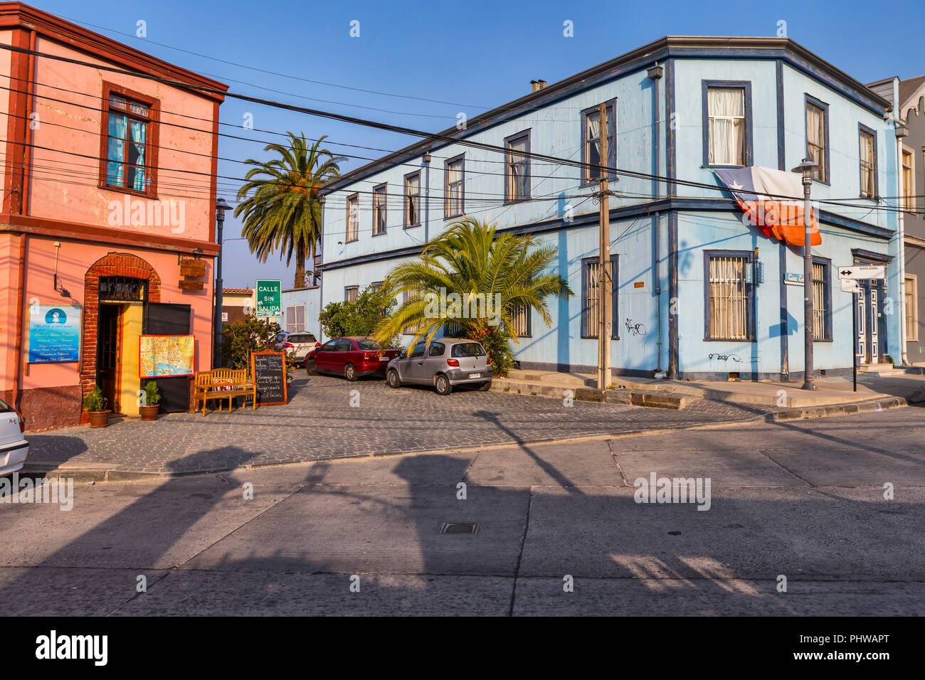 Straße in der oberen Stadt, Valparaiso, Chile Stockfoto