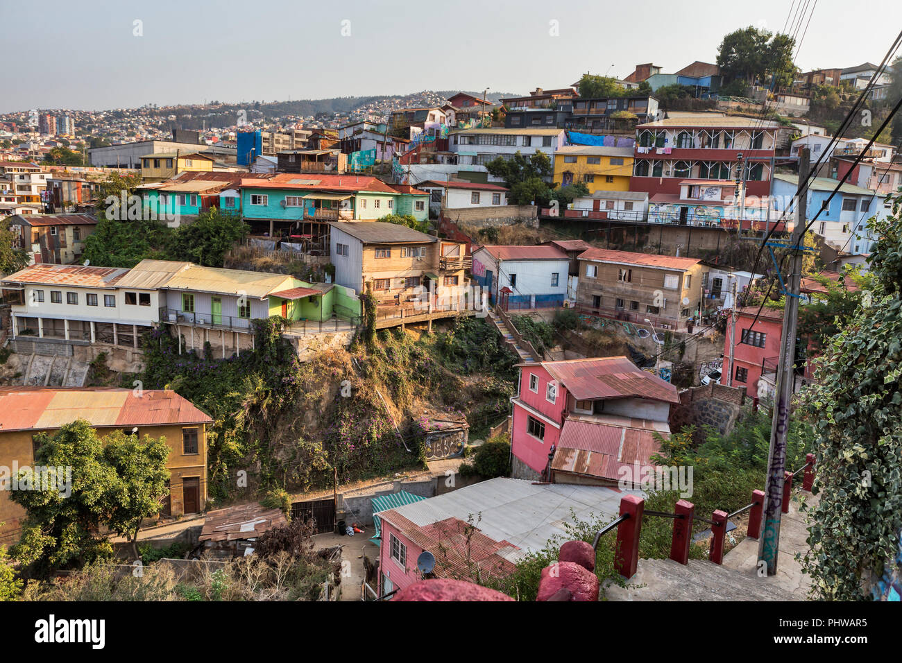 Straße in der oberen Stadt, Valparaiso, Chile Stockfoto