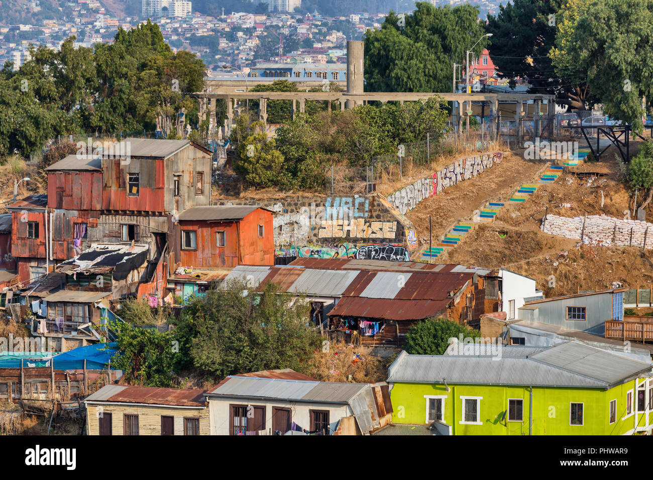 Straße in der oberen Stadt, Valparaiso, Chile Stockfoto