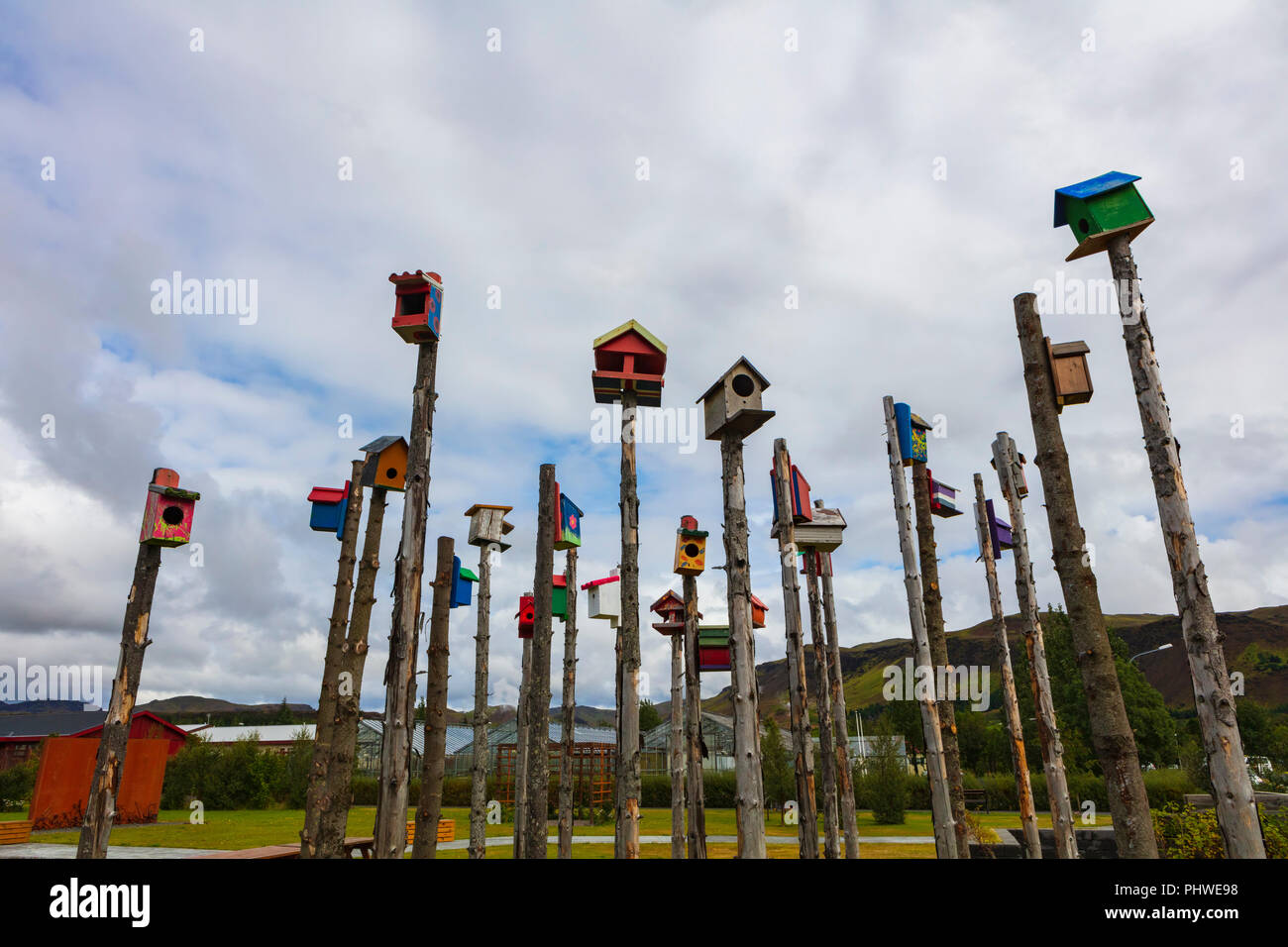 Hveragerði, Island City Park nach Jóhanna Sigurðardóttir, Island das erste weibliche Premierminister benannt. Stockfoto