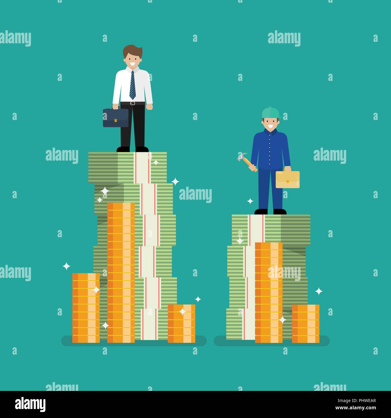 Vergleich zwischen Büroangestellte und Werksarbeiter. Business Konzept Stock Vektor