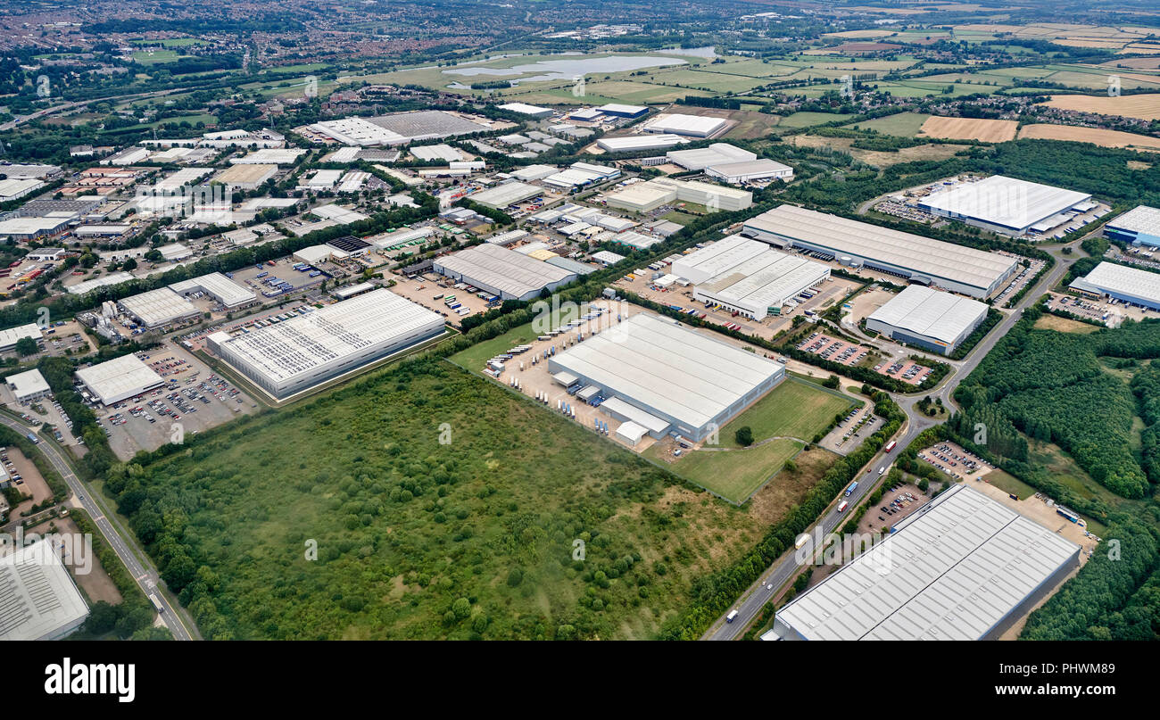 Distribution und Lagerhaltung Immobilien, Northampton, England, Großbritannien Stockfoto