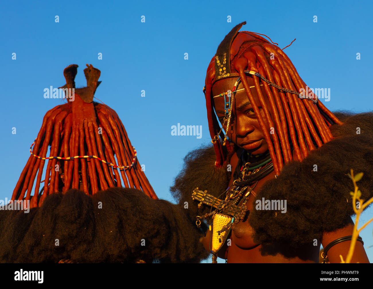 Verheiratet Himba Frauen, Cunene Provinz, Oncocua, Angola Stockfoto