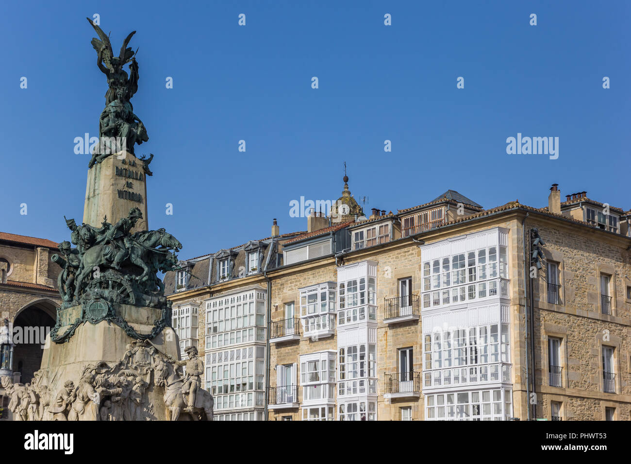 Denkmal für die Schlacht von Vitoria auf die Virgen Platz in Vitoria Gasteiz, Spanien Stockfoto