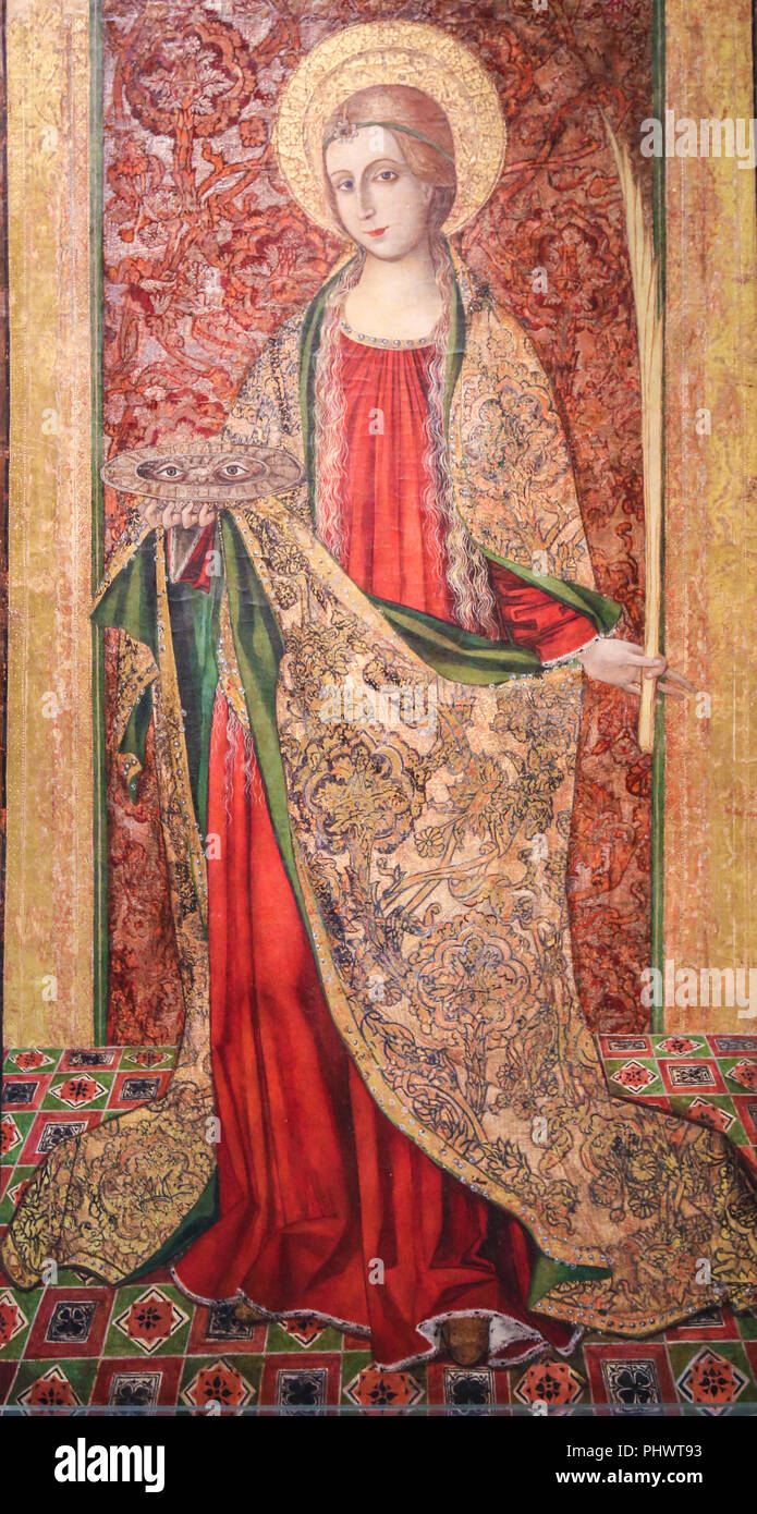 Malerei von Lucia von Syrakus (283-304), auch als Saint Lucy oder St. Lucia, in der Kirche von Valencia, Spanien Stockfoto