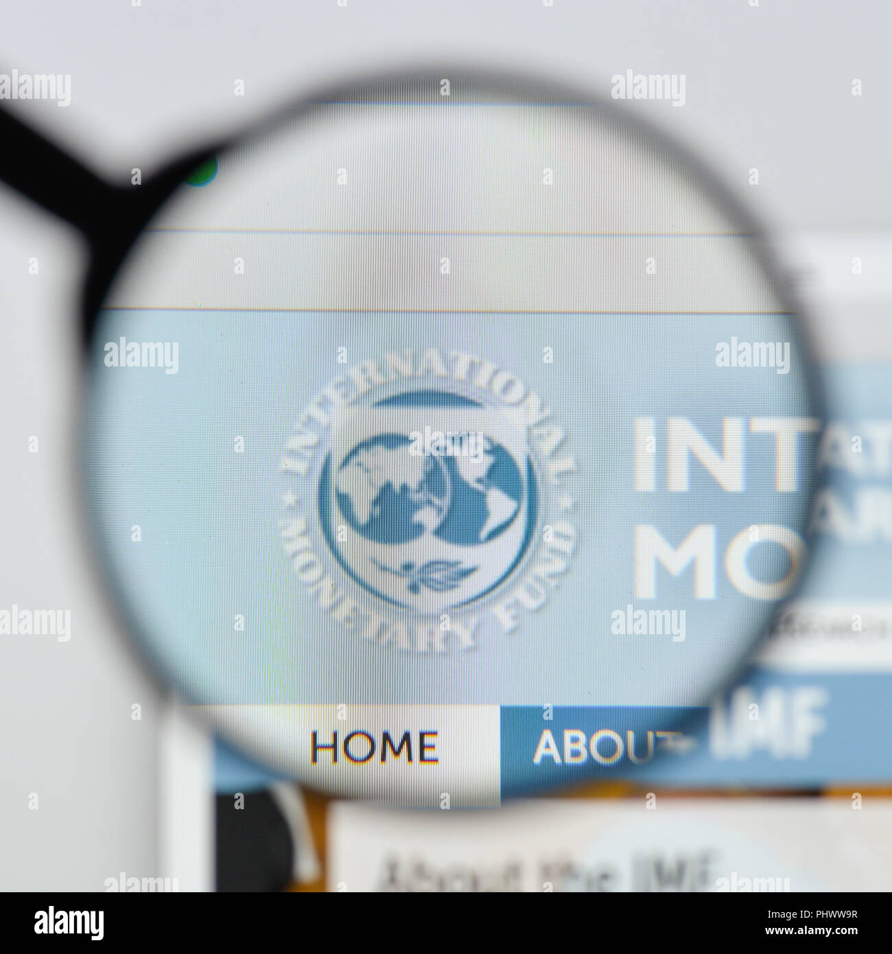 Mailand, Italien - 20 August 2018: Internationaler Währungsfonds Homepage. der Internationale Währungsfonds Logo sichtbar. Stockfoto