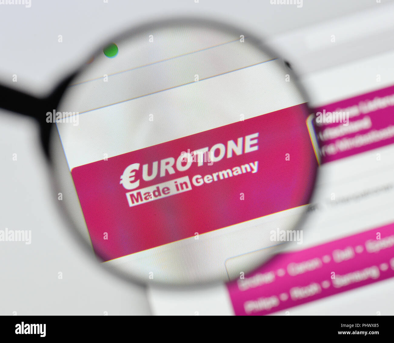 Mailand, Italien - 20 August 2018: eurotone Homepage. Eurotone Logo sichtbar. Stockfoto