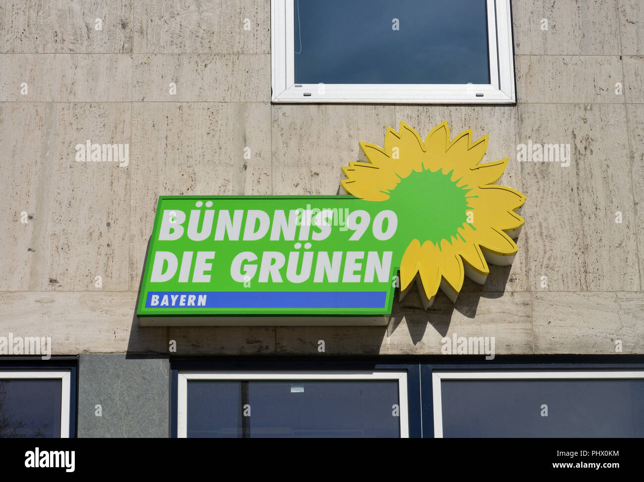 Logo 'Die Grünen', Sendlinger Tor, Muenchen, Bayern, Deutschland Stockfoto