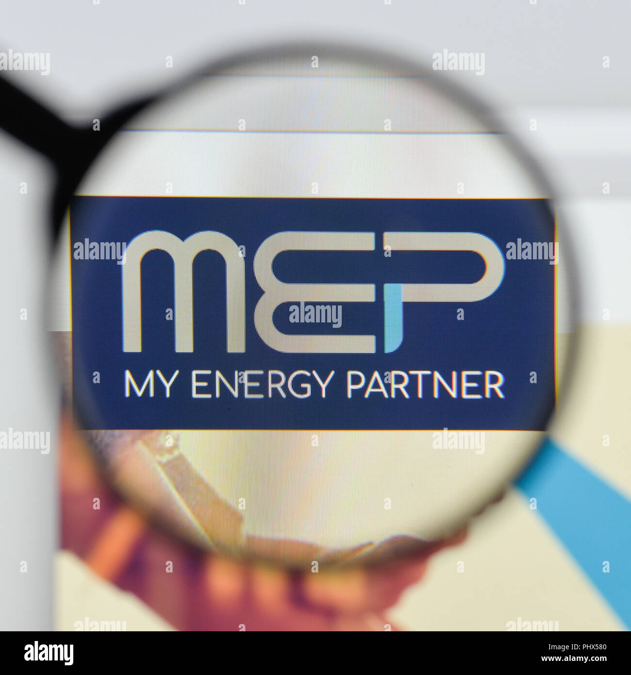 Mailand, Italien - 20 August, 2018: der EUROPAABGEORDNETE Werke Homepage. Mdep Werke Logo sichtbar. Stockfoto