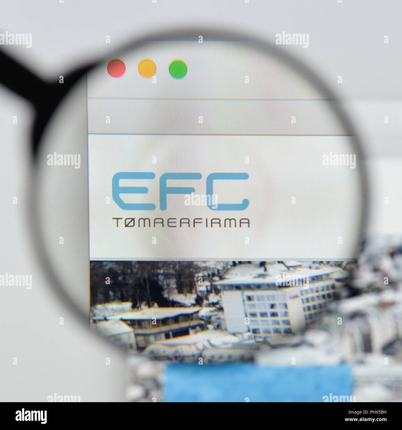 Mailand, Italien - 20 August 2018: EFC Norge Homepage. EFC Norge Logo sichtbar. Stockfoto