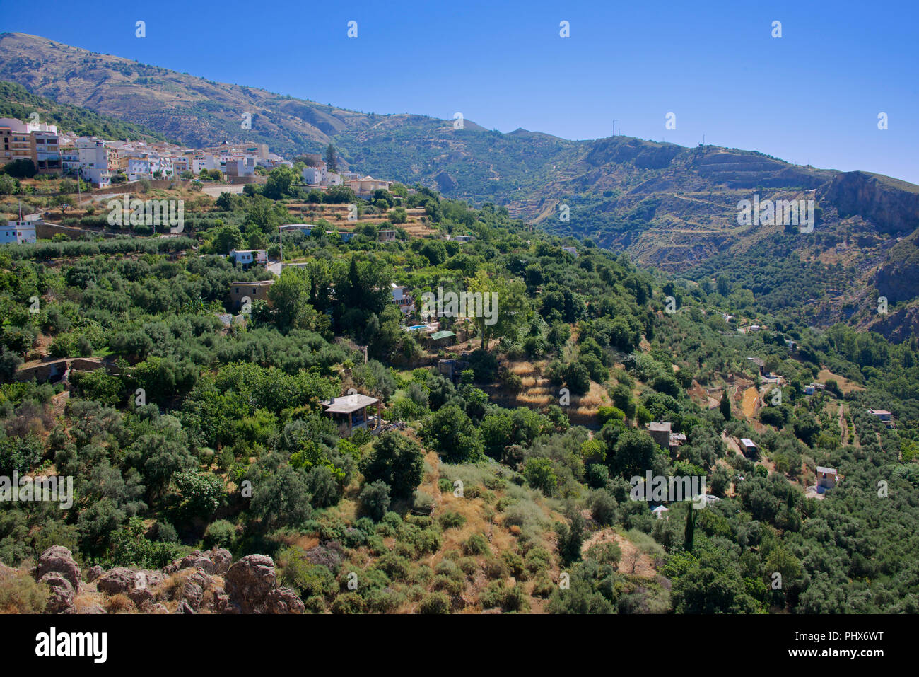 Lanjaron Stadt und Hügel Andalusien Spanien Stockfoto