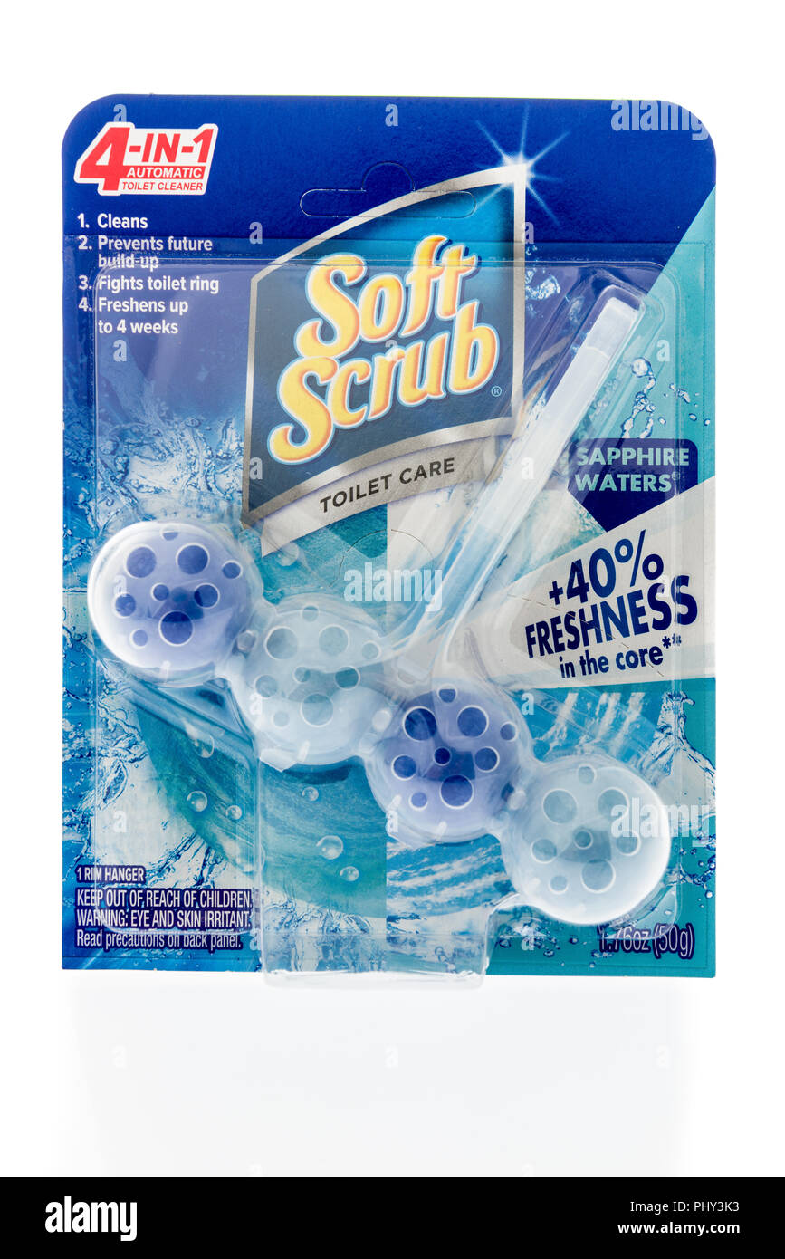 Winneconne, WI - 2. September 2018: ein Paket von Soft peeling WC Reiniger auf einem isolierten Hintergrund Stockfoto