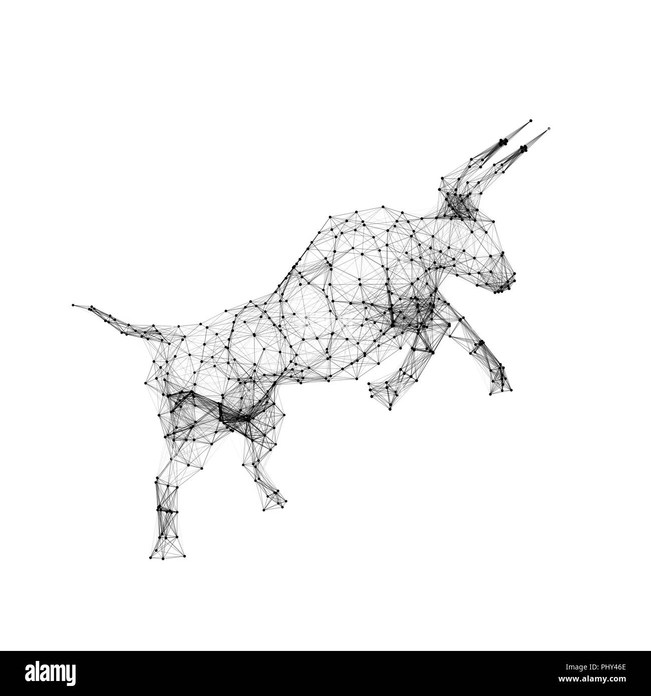 Geometrische Bull auf weißem Hintergrund Stockfoto