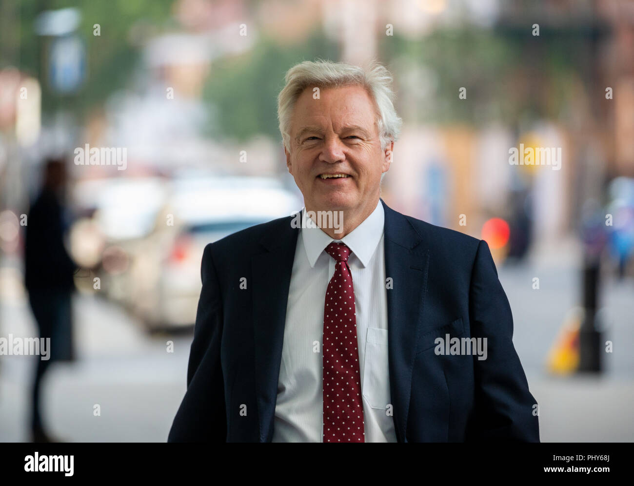 Ehemalige Brexit Sekretär, David Davis, kommt auf die Andrew Marr Fernsehsendung 'bei den BBC Studios in London zu erscheinen. Stockfoto