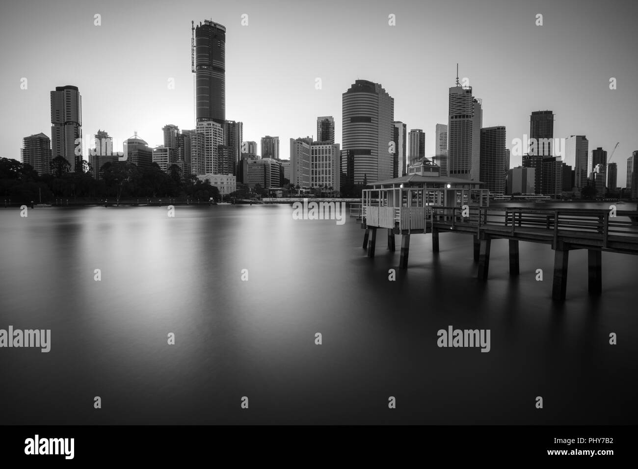 Die Stadt Brisbane von der Kangaroo Point Gehweg gesehen. Stockfoto