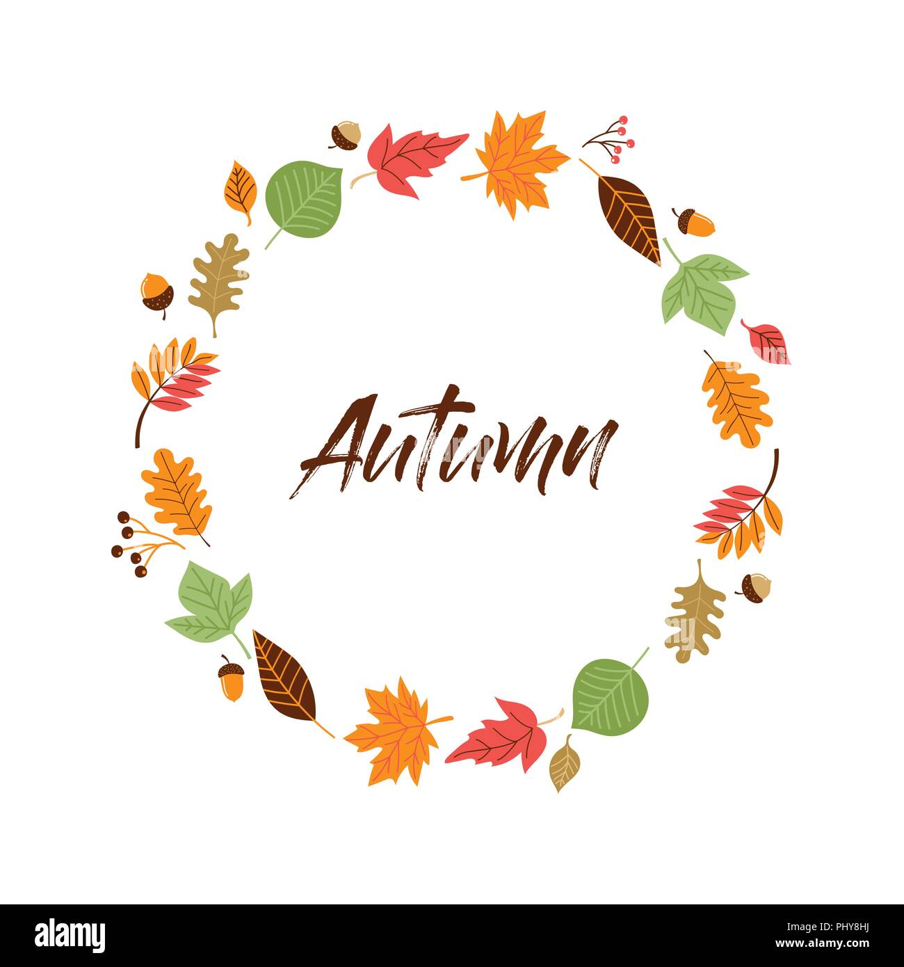 Herbst, Herbst, Illustrationen, Aufkleber mit Text und florale Elemente Stock Vektor